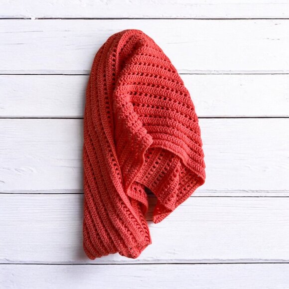 Handmade Crochet Coral Knitted Blanket Throw - Picture 1 of 5